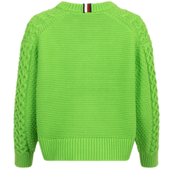 Cable Boyfriend C-Nk Sweater - Spring Lime