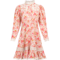 Linen Button Down Dress - Pink Flowers