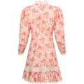 Linen Button Down Dress - Pink Flowers