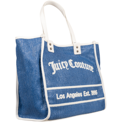 Rosmarie Straw Large Shopping - Lt Blue/White
