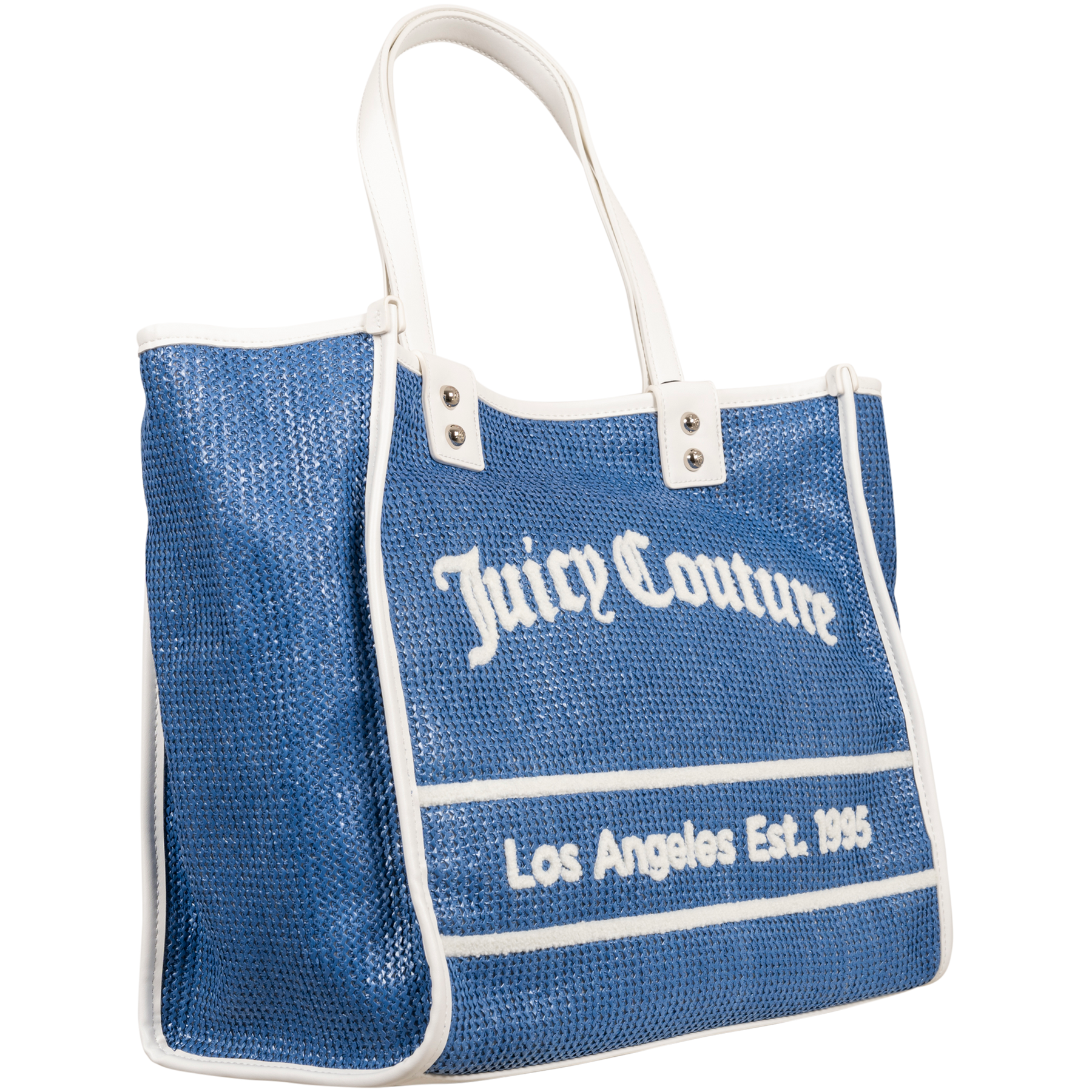 Rosmarie Straw Large Shopping - Lt Blue/White