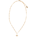 Pearl Starburst Charm Necklace - Pale Gold