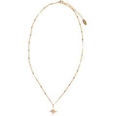 Pearl Starburst Charm Necklace - Pale Gold