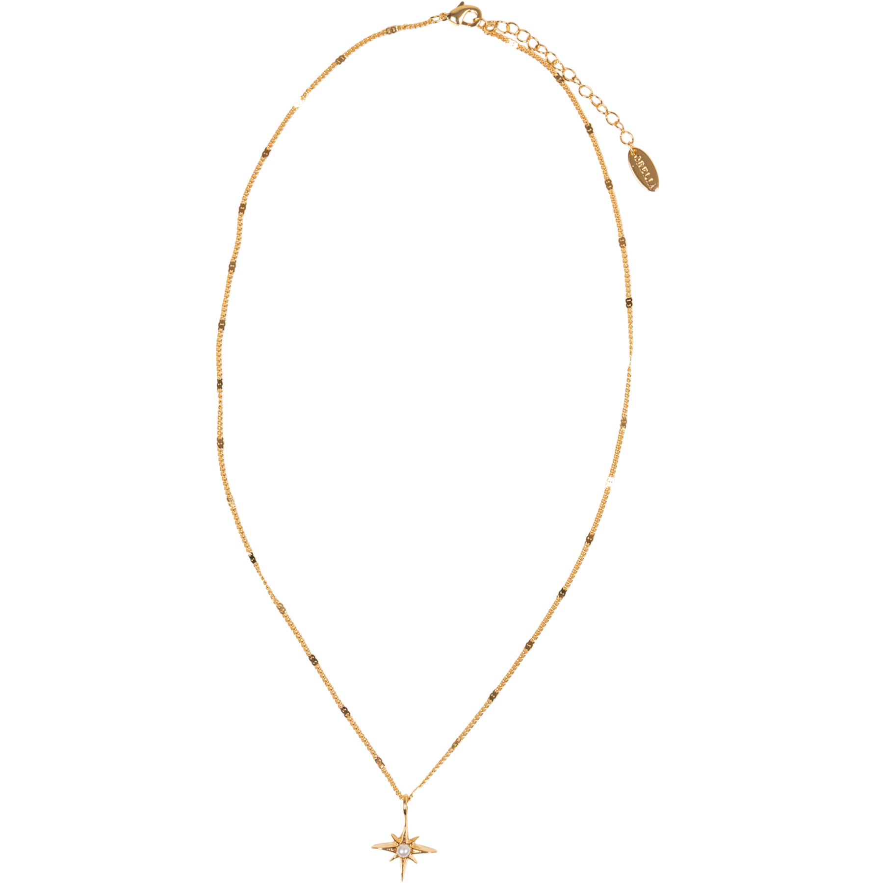 Pearl Starburst Charm Necklace - Pale Gold