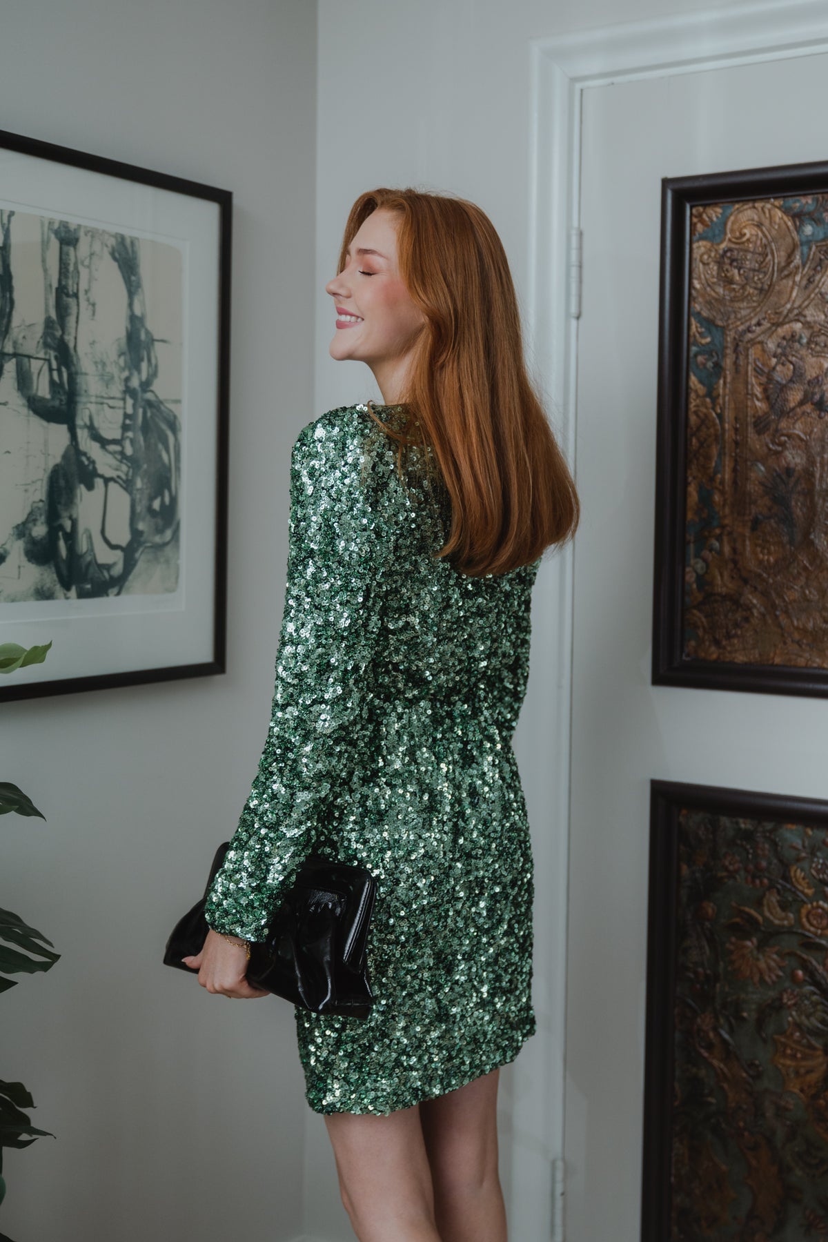 Colyn Ls Short Sequins Dress - Loden Frost