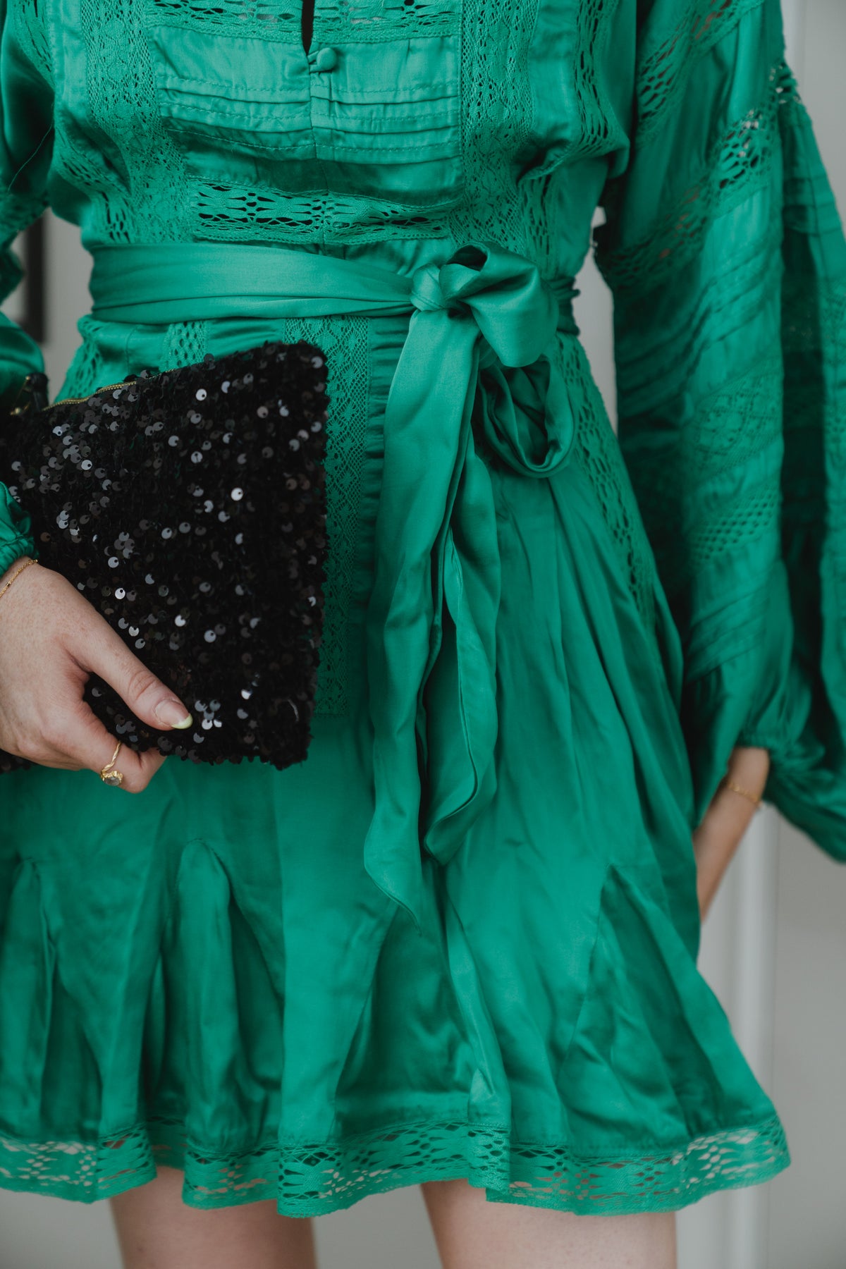 Lita Satin Dress - Green