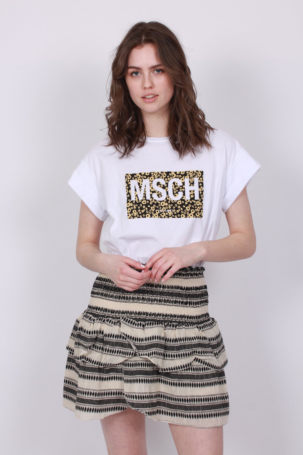 Alva MSCH STD Tee - White/Celina - Moss Copenhagen - T-skjorter & Topper - VILLOID.no