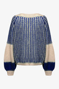 Liana Stickad Tröja - Cream/Cobalt Blue