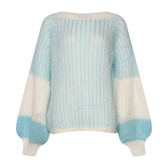 Liana Knit Sweater - Lightblue/White