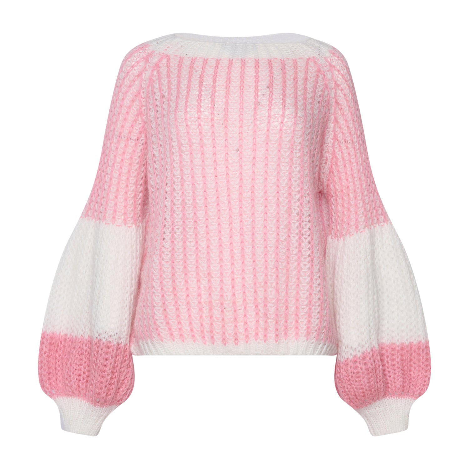 Liana Knit Sweater - Vit/Rosa