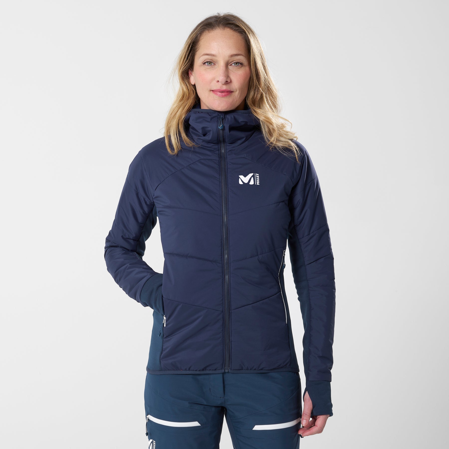 M White Primaloft Hoodie - Saphir