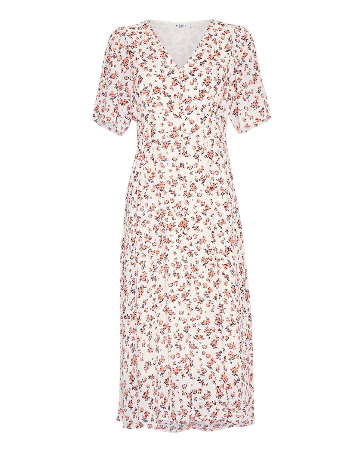 Neomina Rikkelie Ss Shirt Dress Aop - Persimmon Flwr