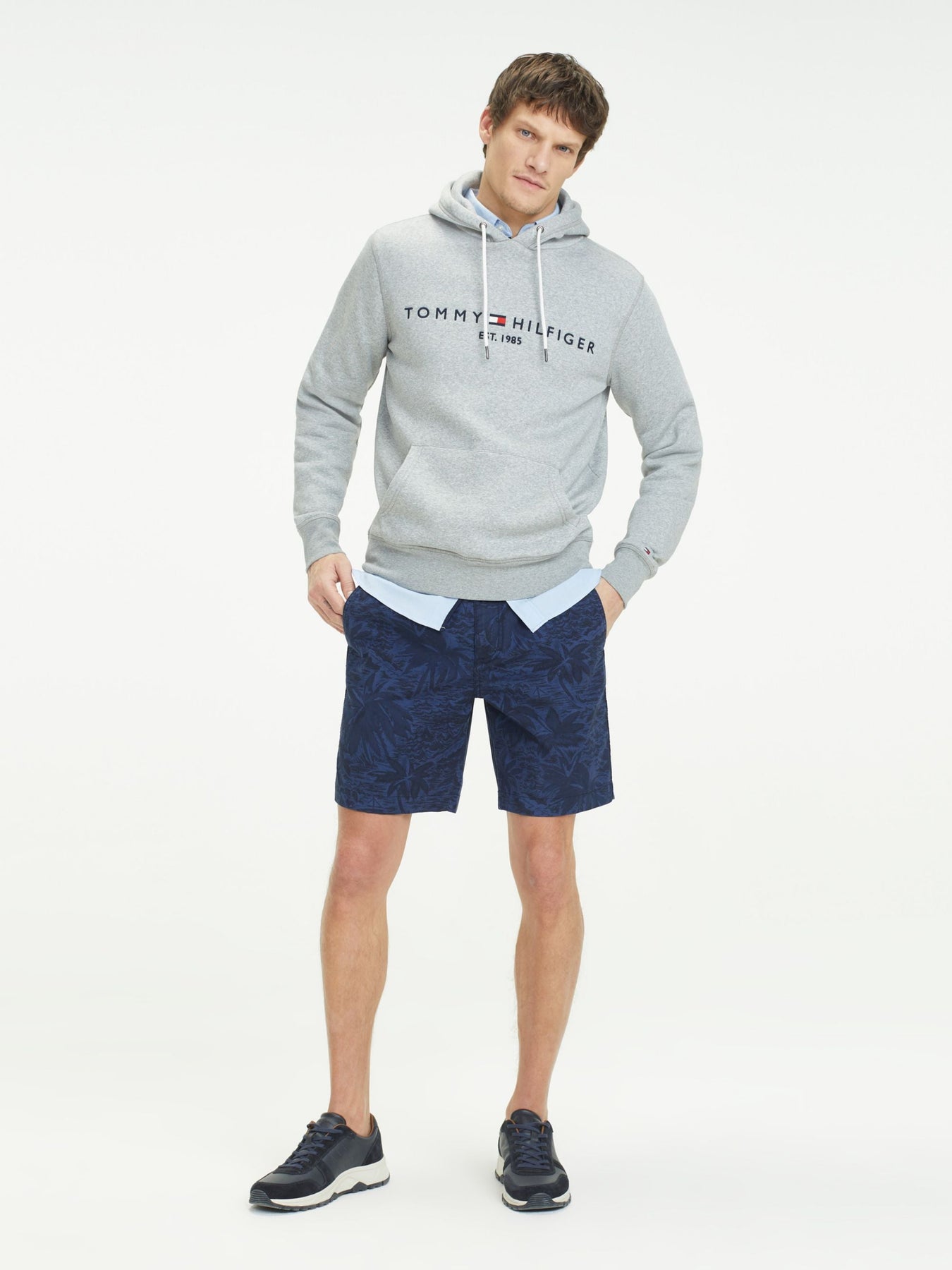 Core Tommy Logo Hoody - Cloud HTR
