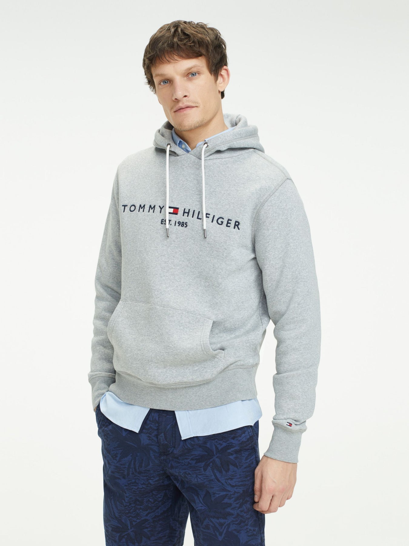 Core Tommy Logo Hoody - Cloud HTR