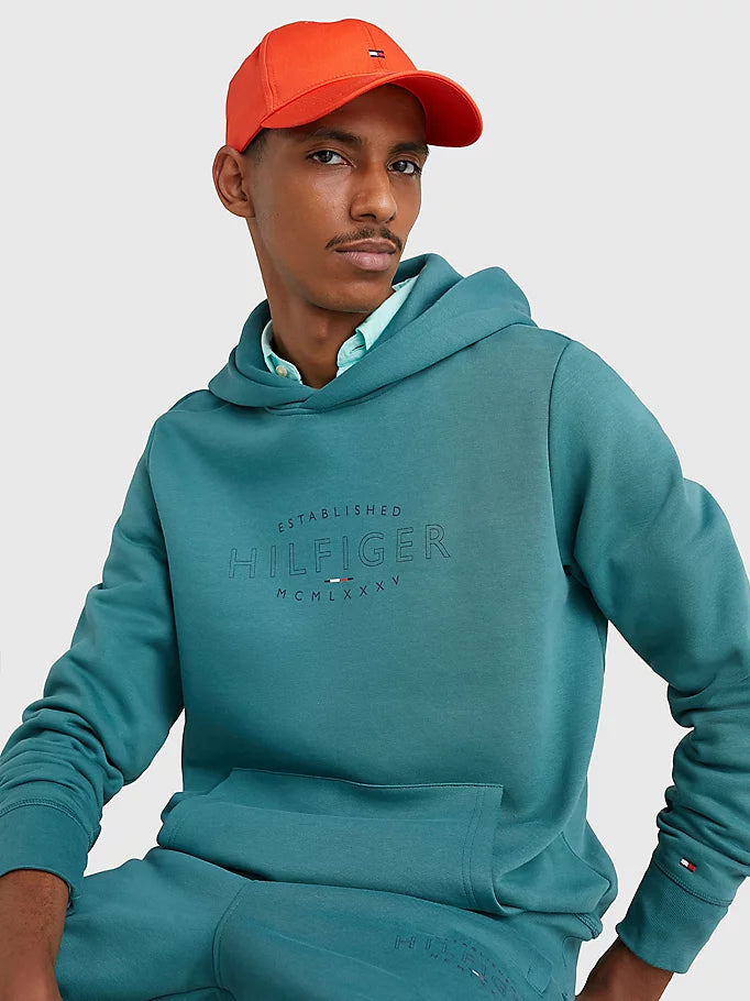 Hilfiger Curve Logo Hoody - Frosted Green