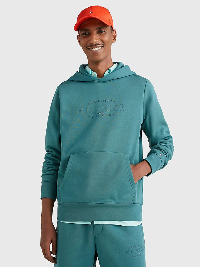 Hilfiger Curve Logo Hoody - Frosted Green