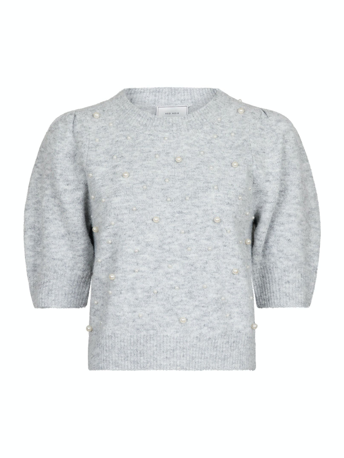 Maia Pearl Knit Tee - Light Grey Melange