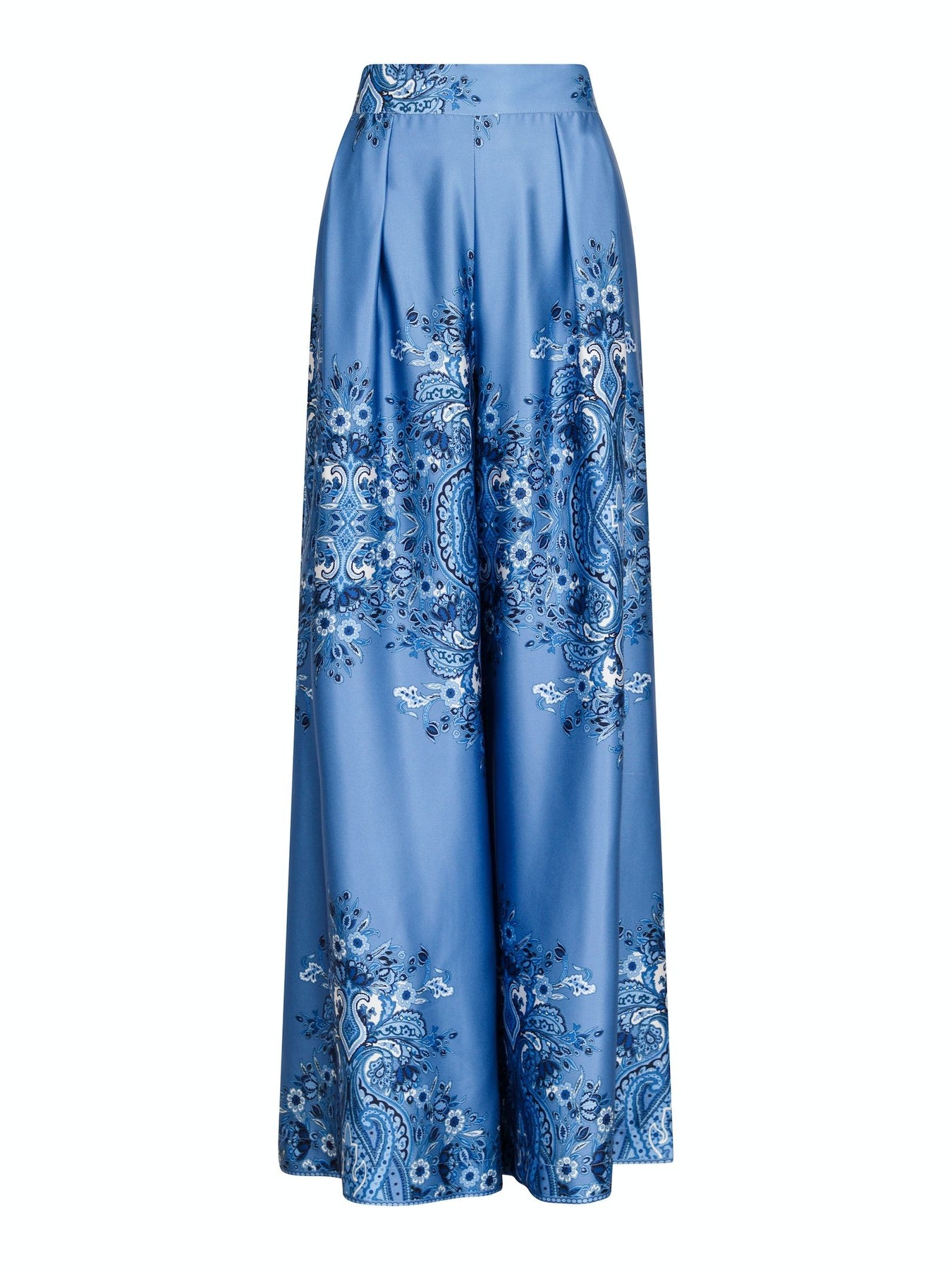 Mana Paisley Border Pants - Dusty Blue