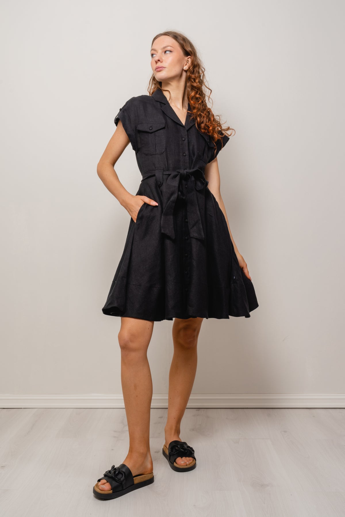 Addison Linen Dress - Black