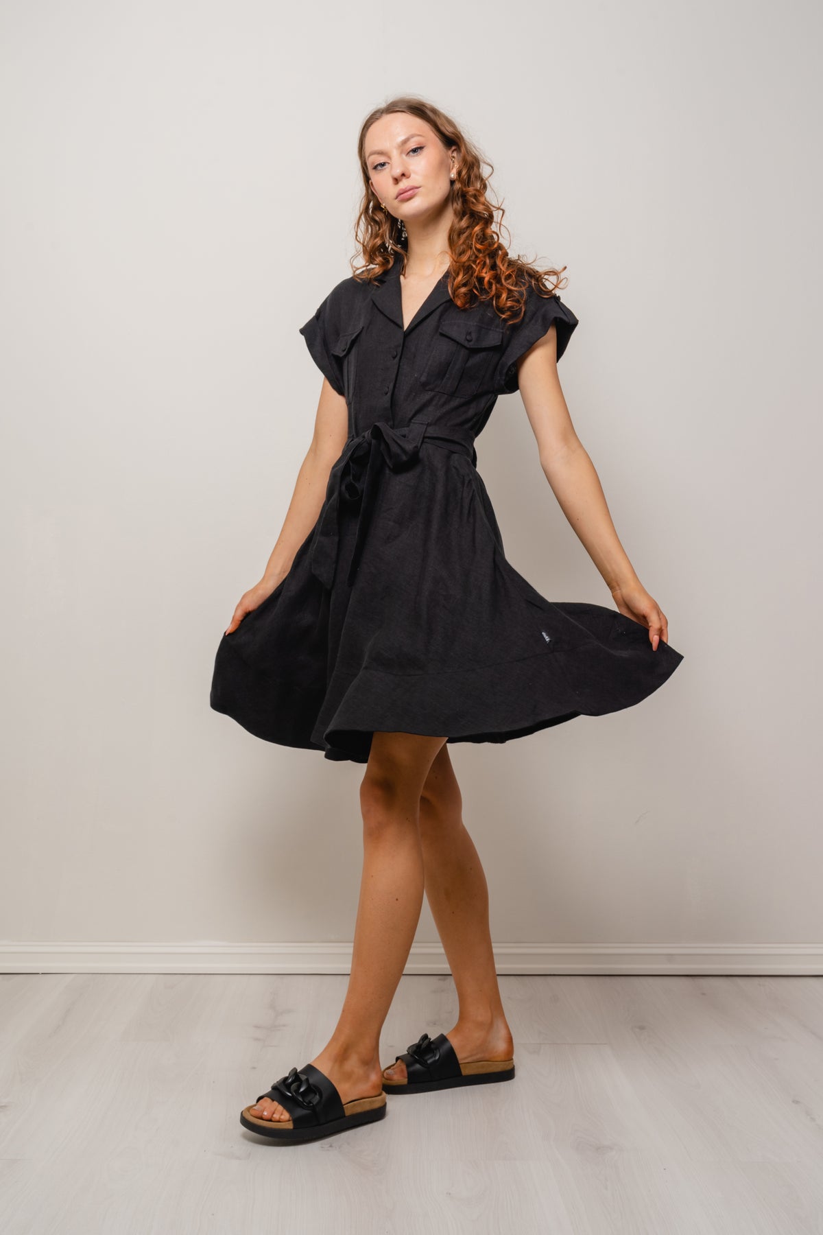 Addison Linen Dress - Black