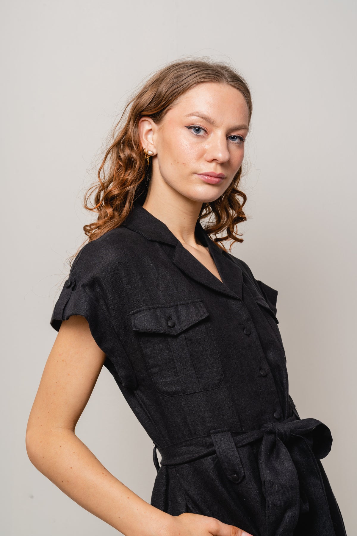 Addison Linen Dress - Black