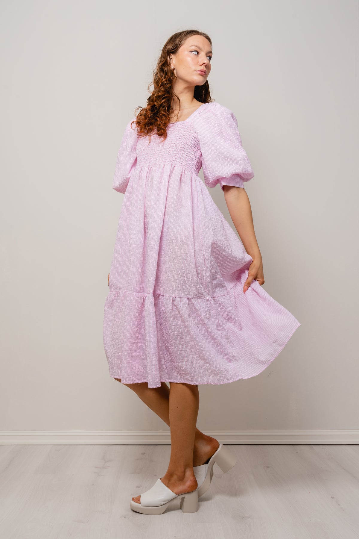 Cheri Stripe Dress - Pink/White