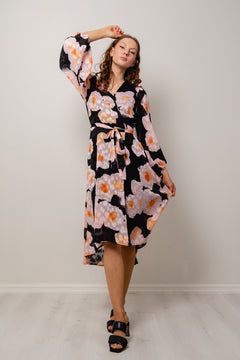 BasiraIW Wrap Dress - Pink Poetic Flower