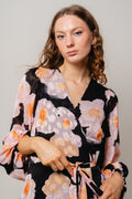 BasiraIW Wrap Dress - Pink Poetic Flower