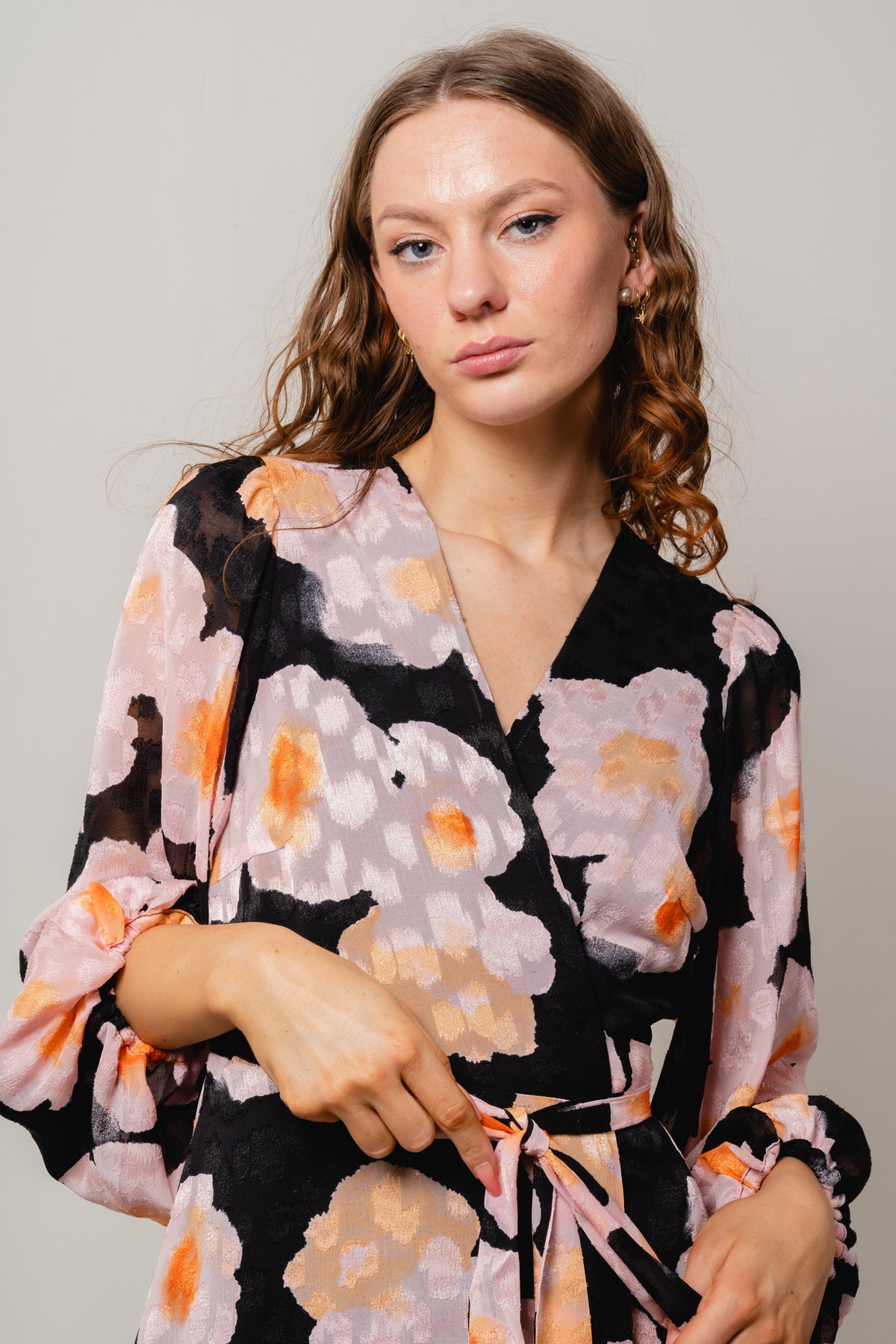 BasiraIW Wrap Dress - Pink Poetic Flower