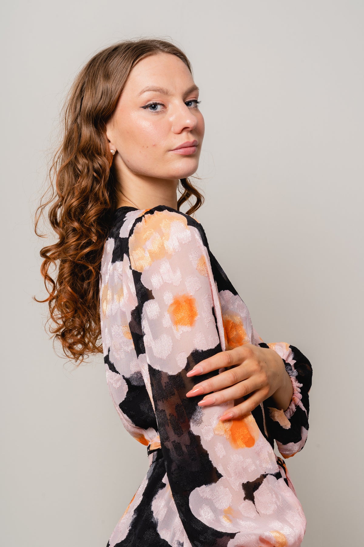 BasiraIW Wrap Dress - Pink Poetic Flower