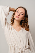 Viva Ls Short Linen Dress - Sandshell