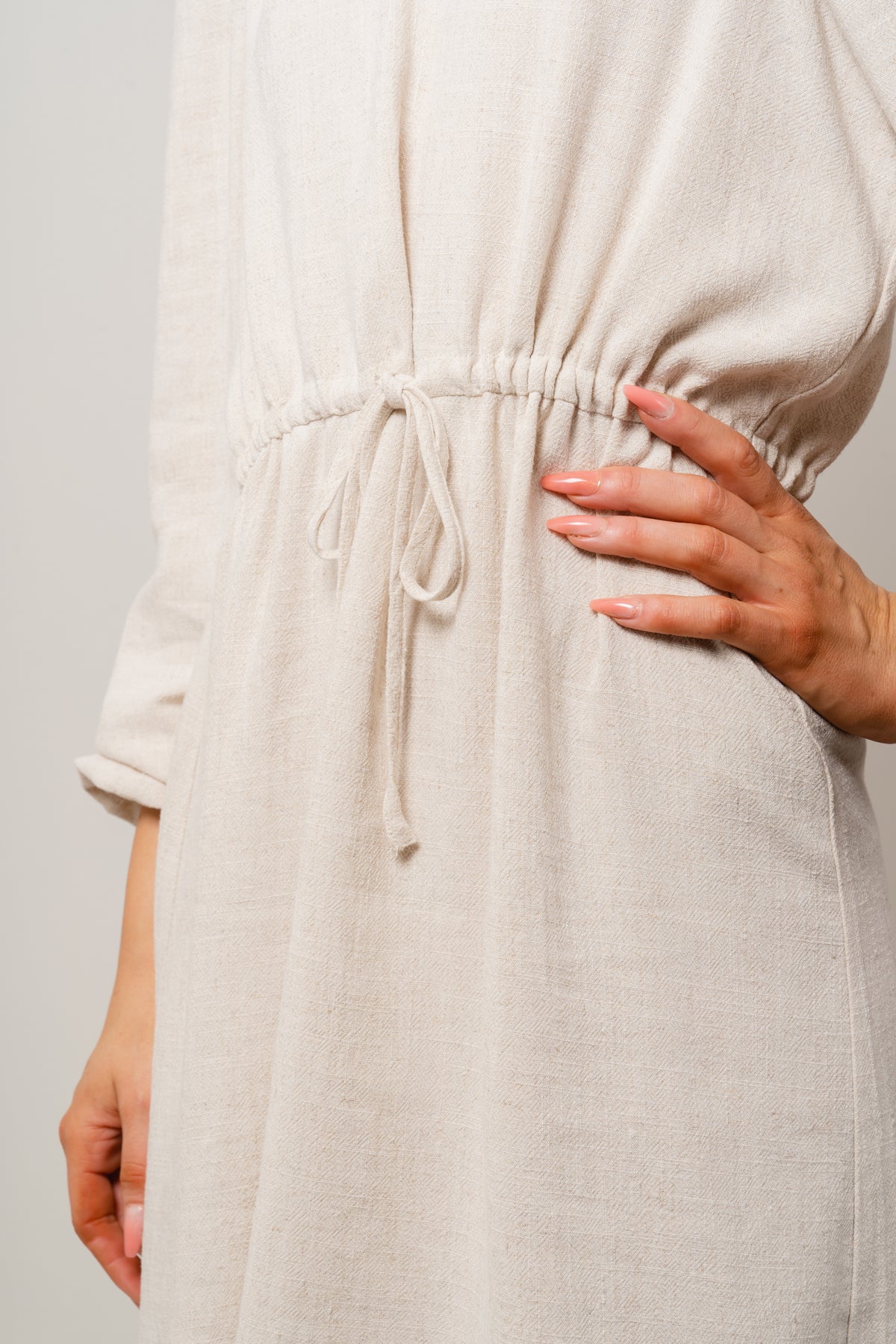 Viva Ls Short Linen Dress - Sandshell