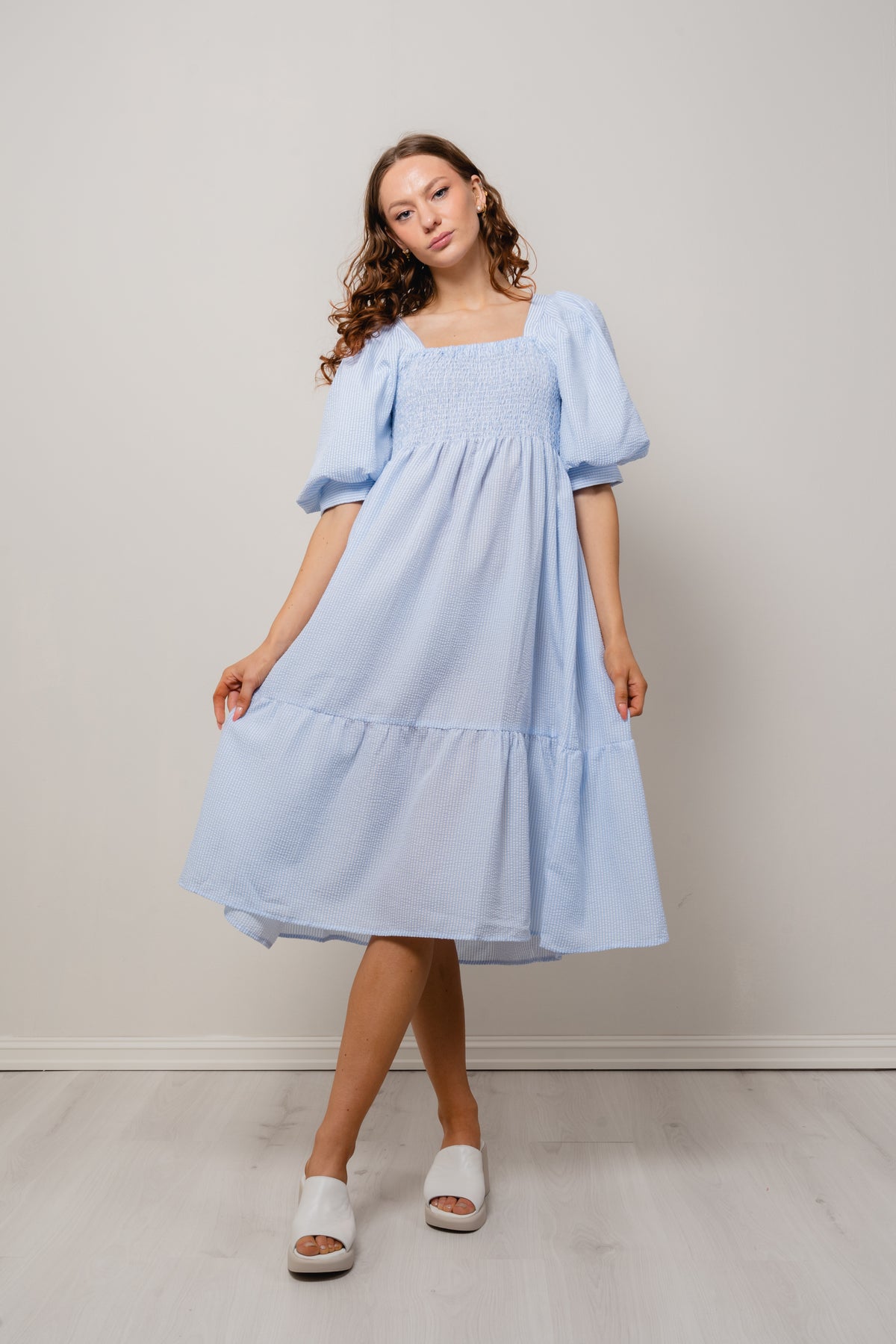 Cheri Stripe Dress - Blue/White