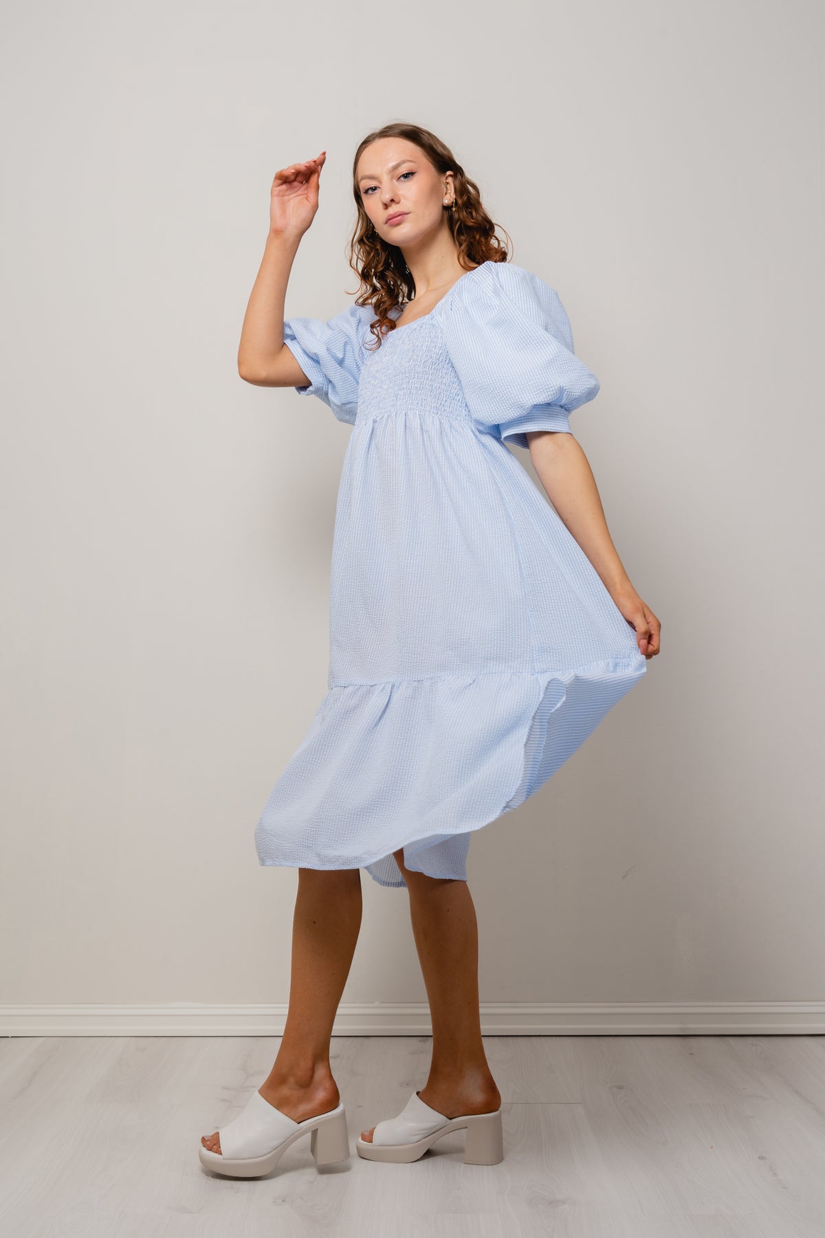 Cheri Stripe Dress - Blue/White