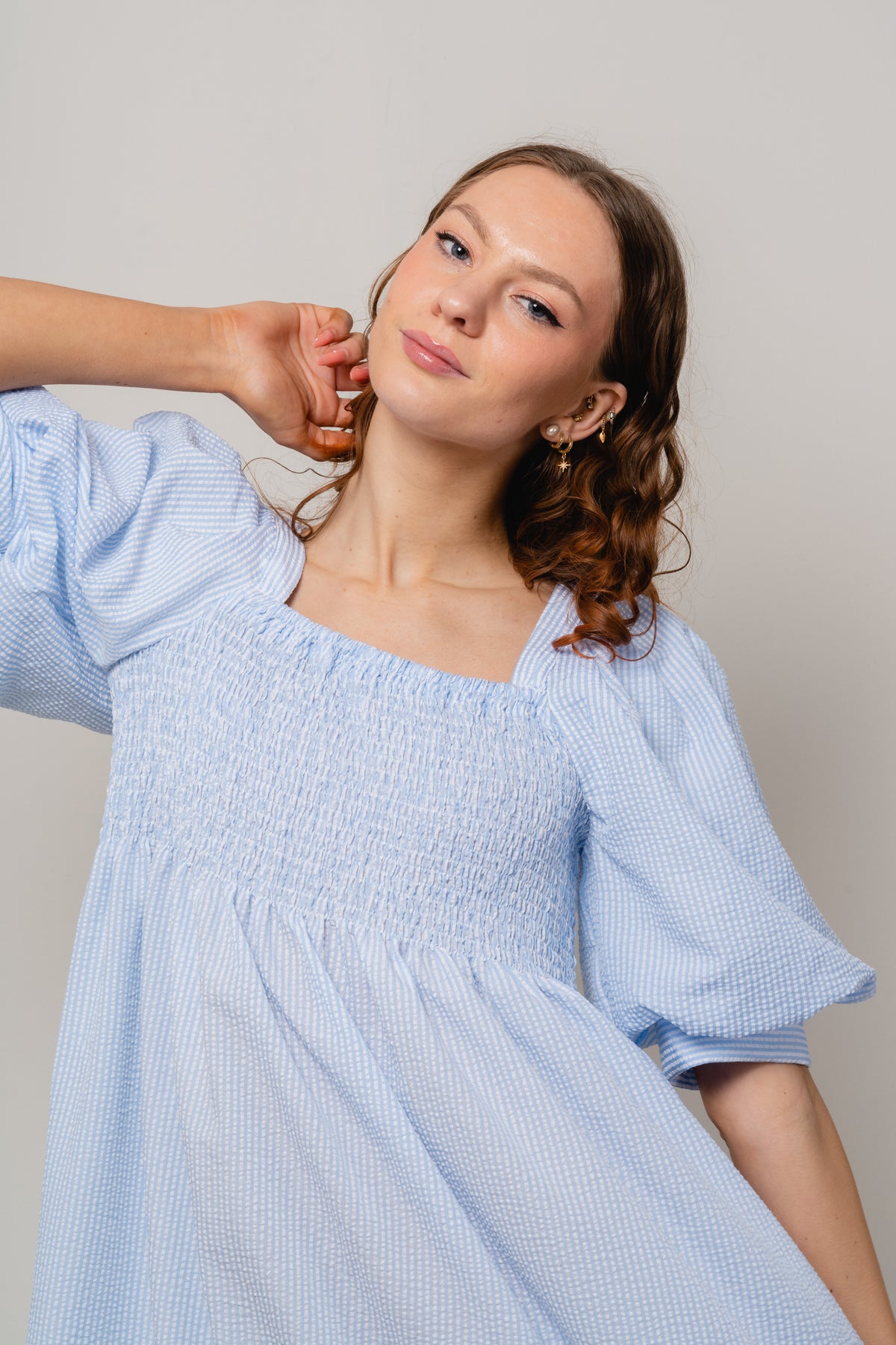 Cheri Stripe Dress - Blue/White