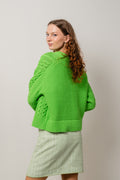 Cable Boyfriend C-Nk Sweater - Spring Lime