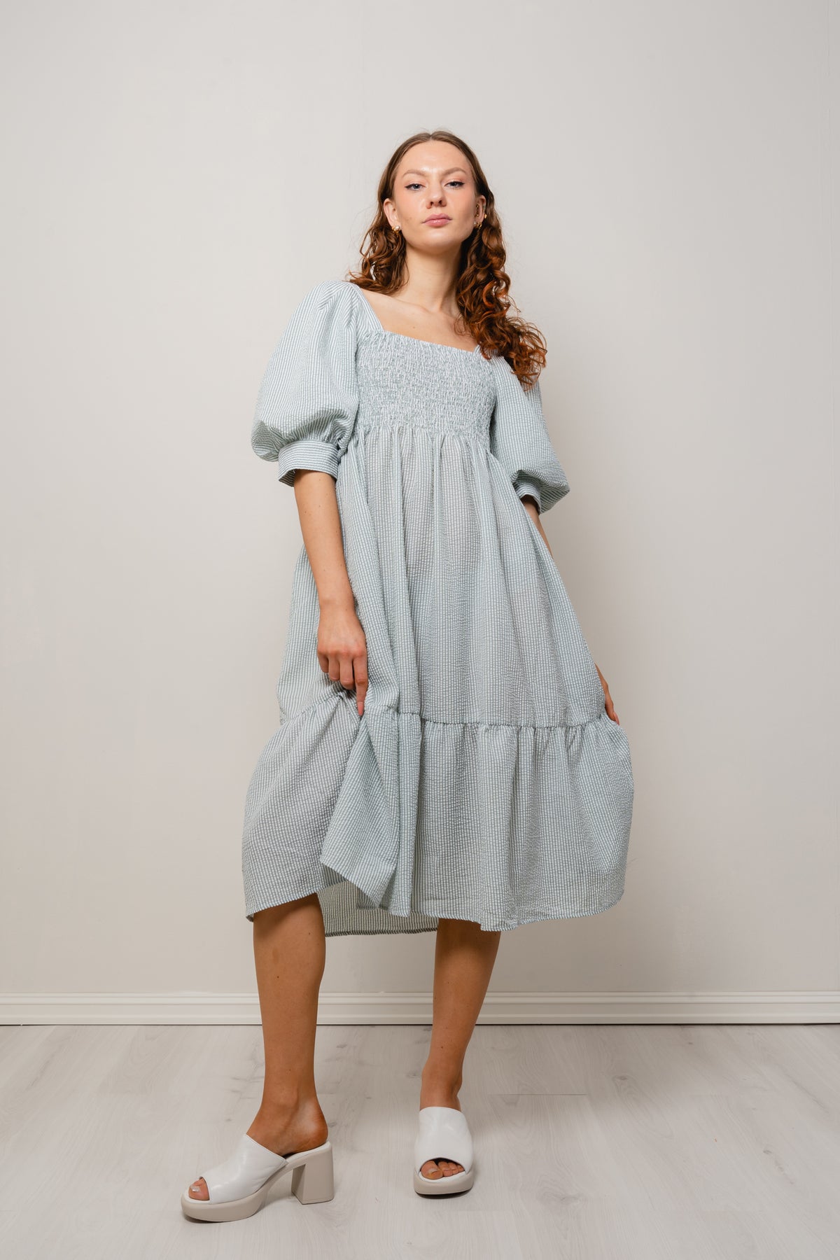 Cheri Stripe Dress - Green/White
