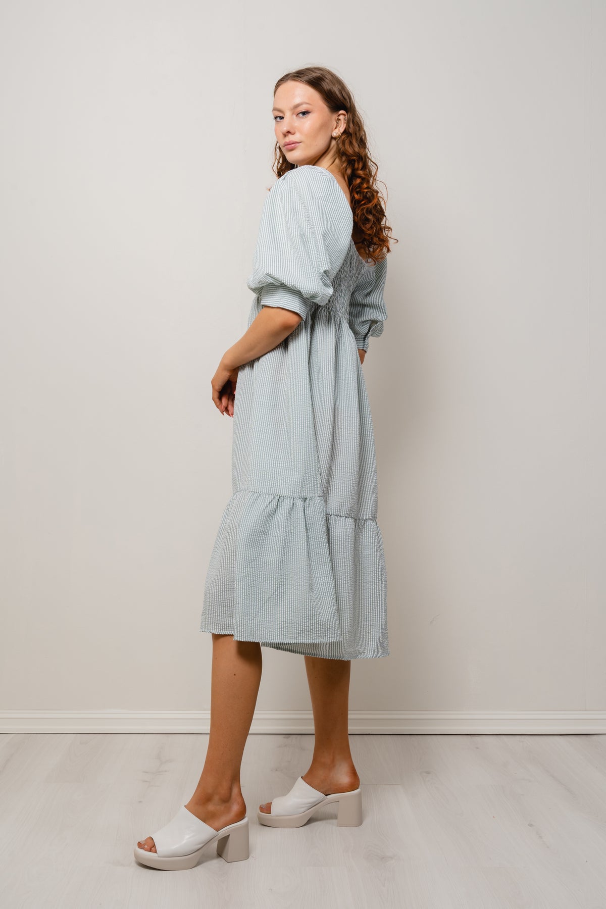 Cheri Stripe Dress - Green/White
