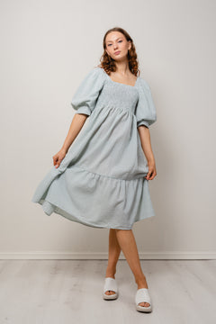 Cheri Stripe Dress - Green/White