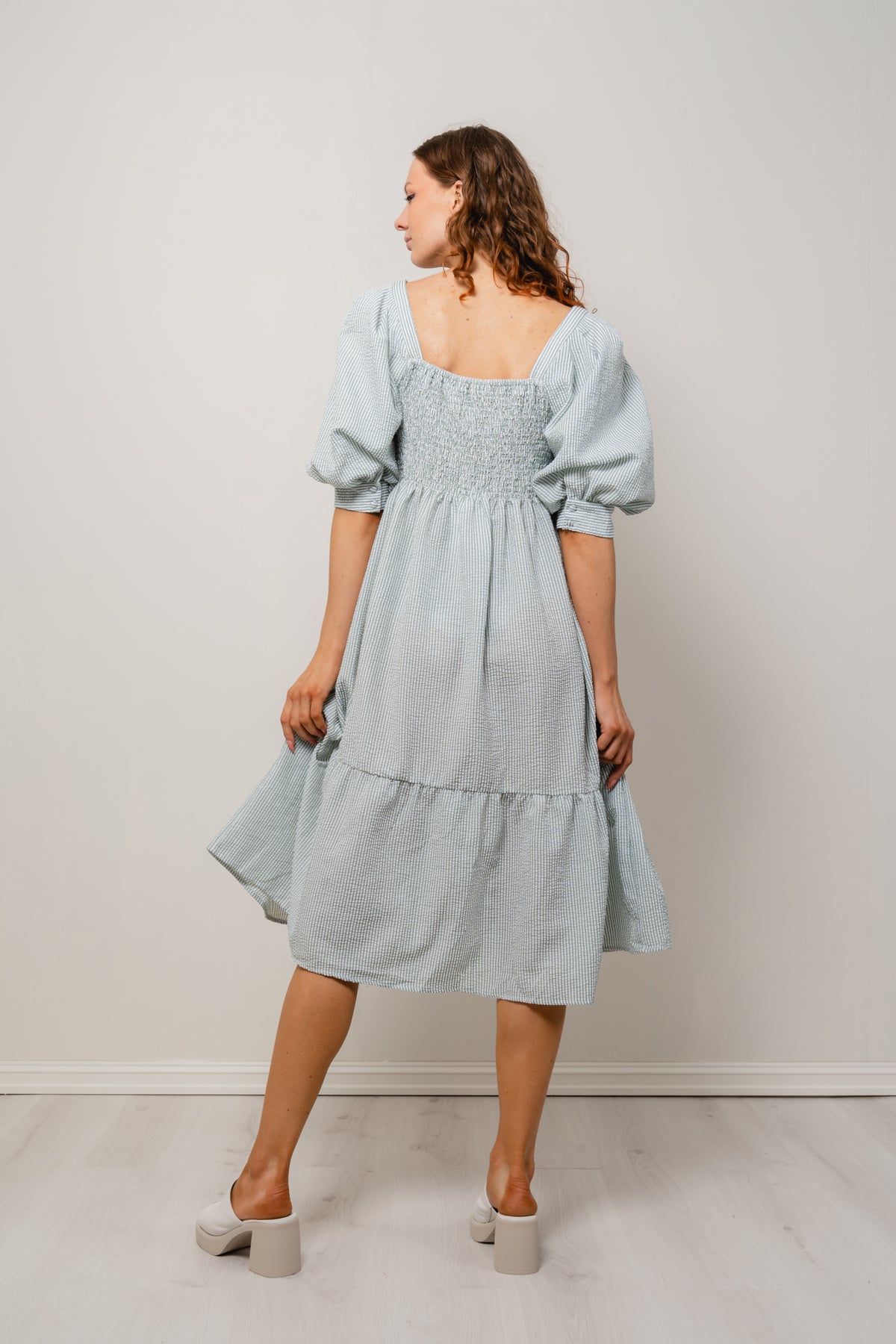 Cheri Stripe Dress - Green/White