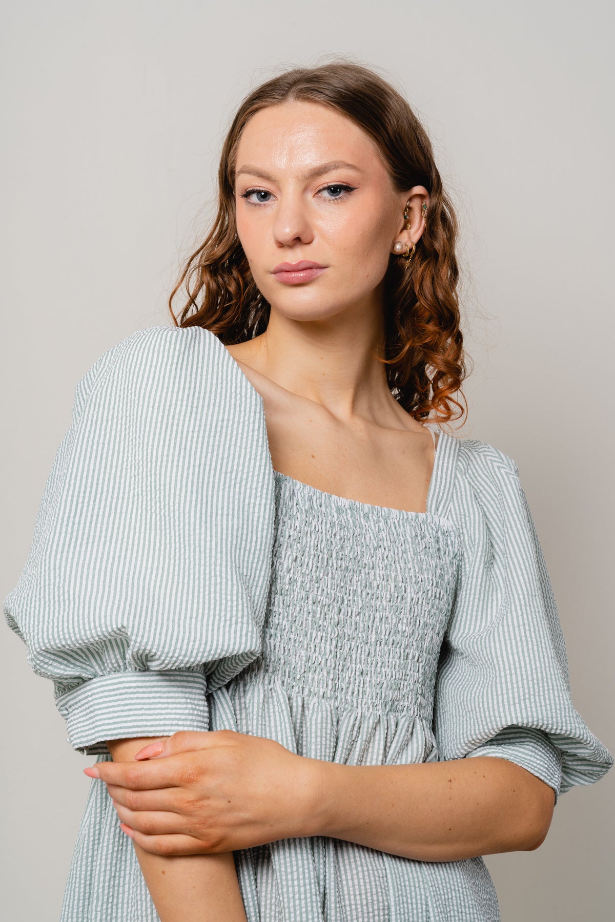 Cheri Stripe Dress - Green/White