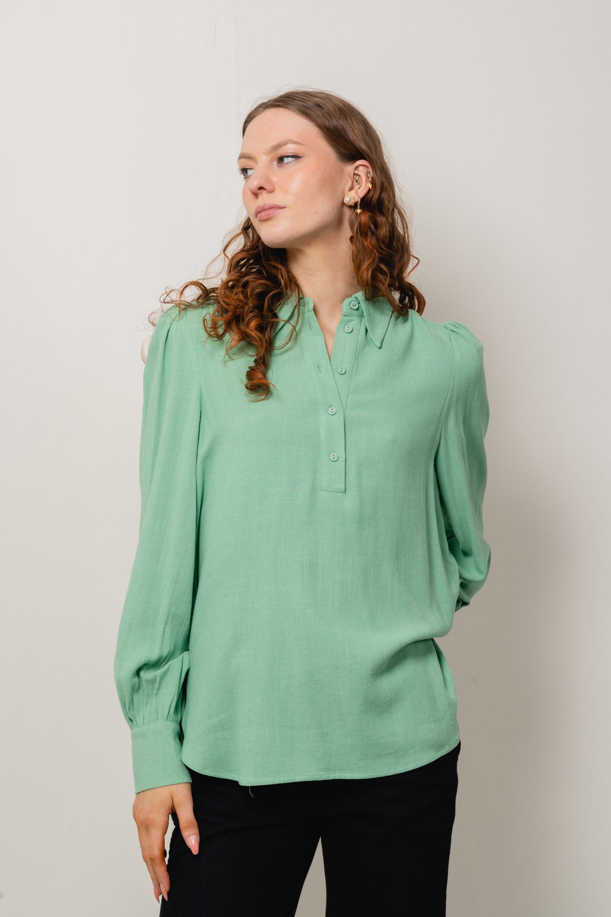 Viva Ls Linen Top - Absinthe Green