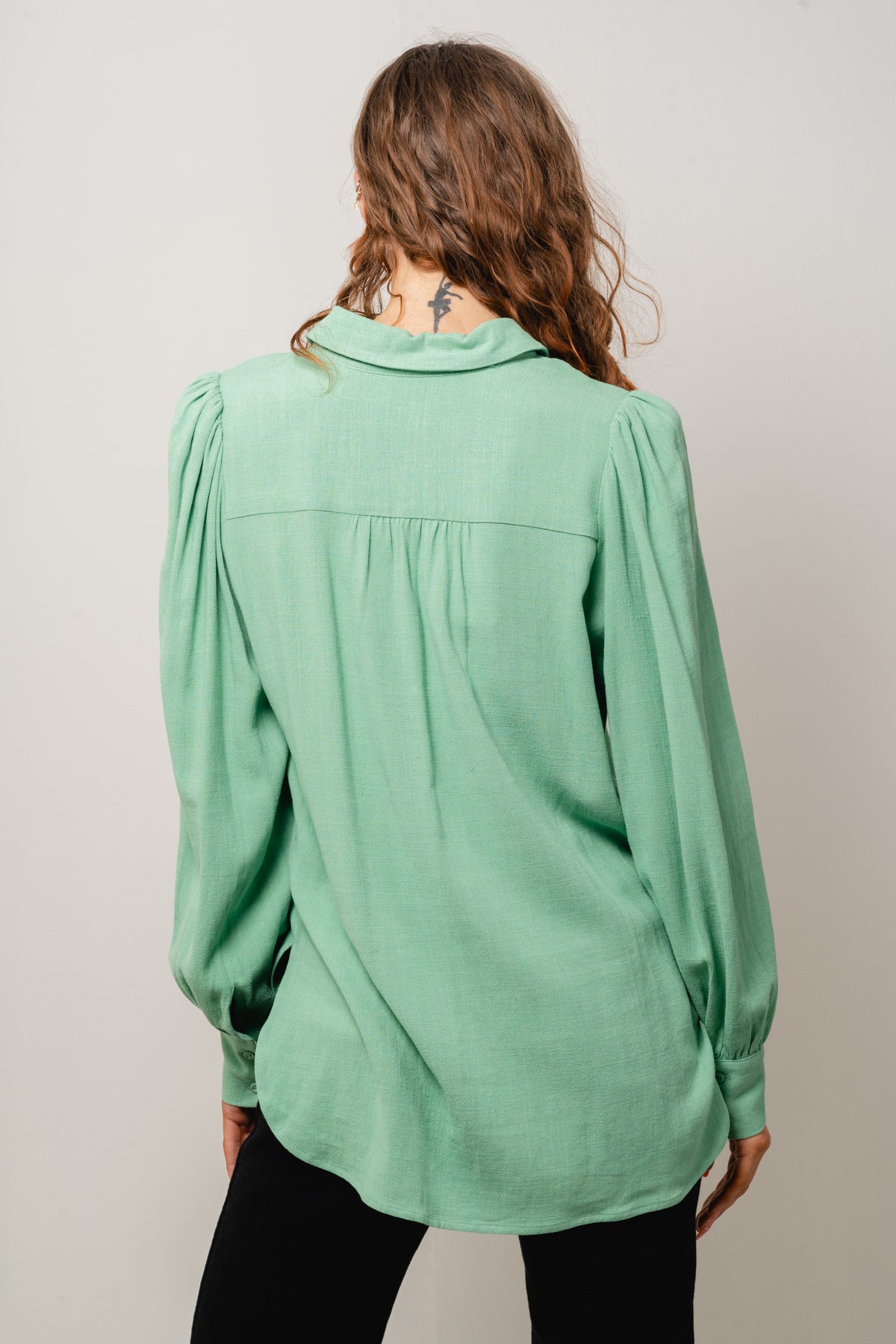 Viva Ls Linen Top - Absinthe Green