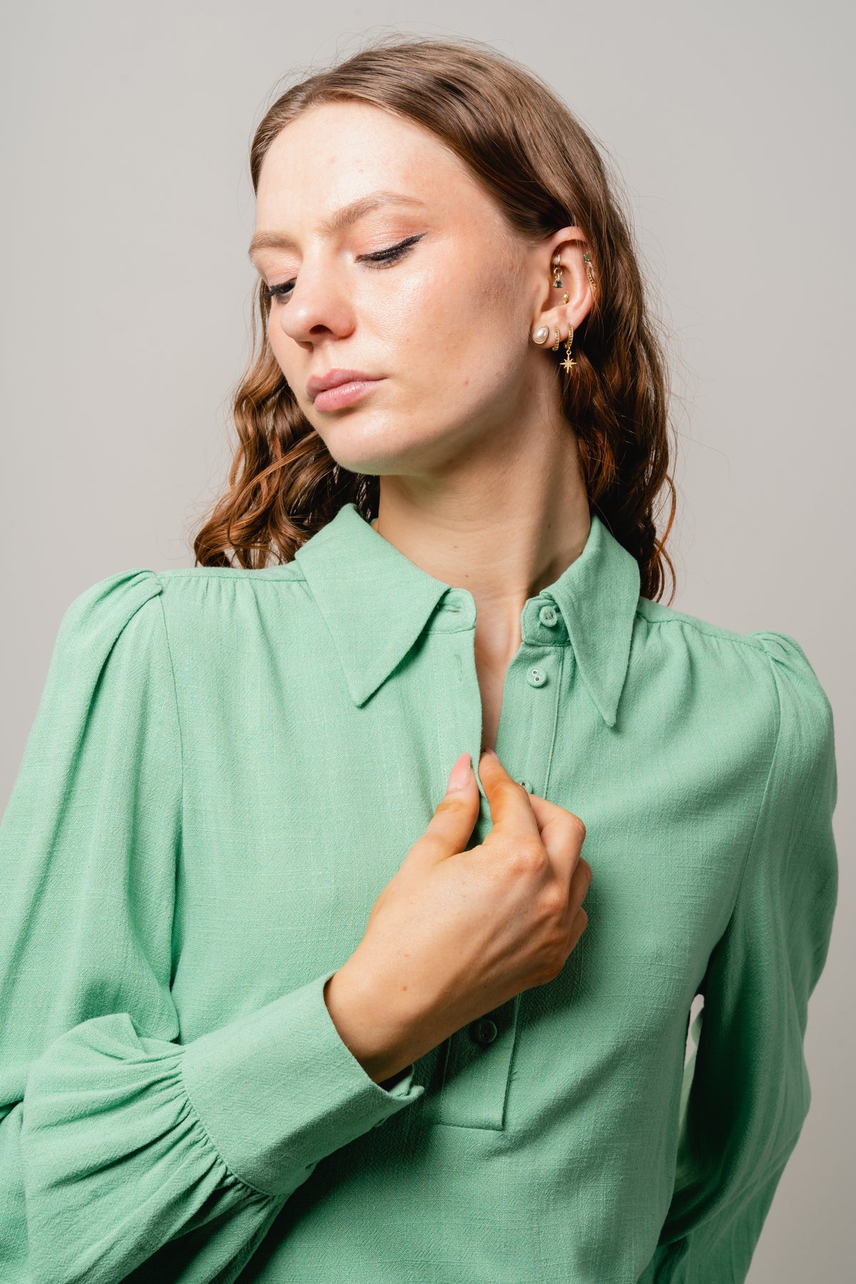Viva Ls Linen Top - Absinthe Green