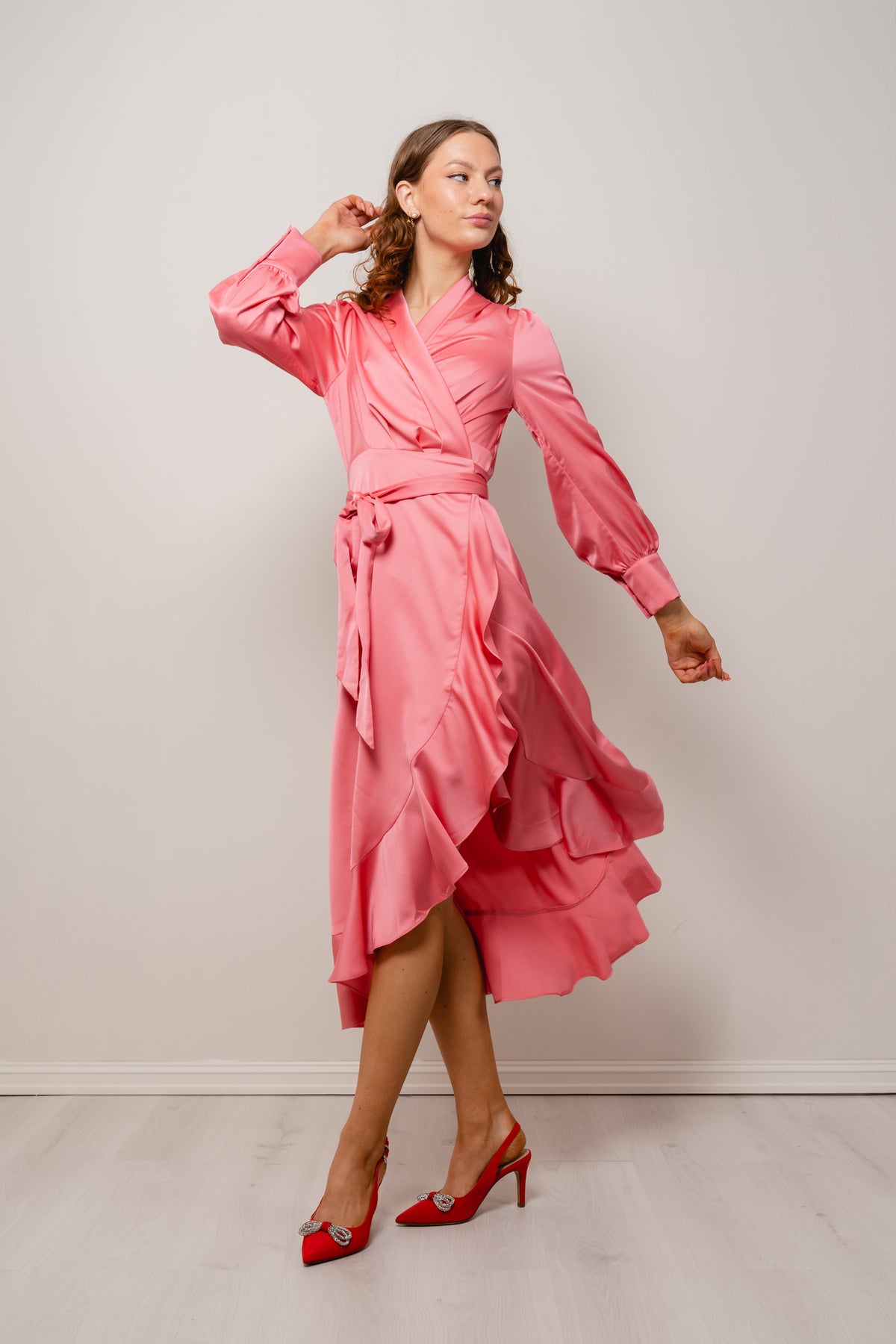 Iza Midi Dress - Coral