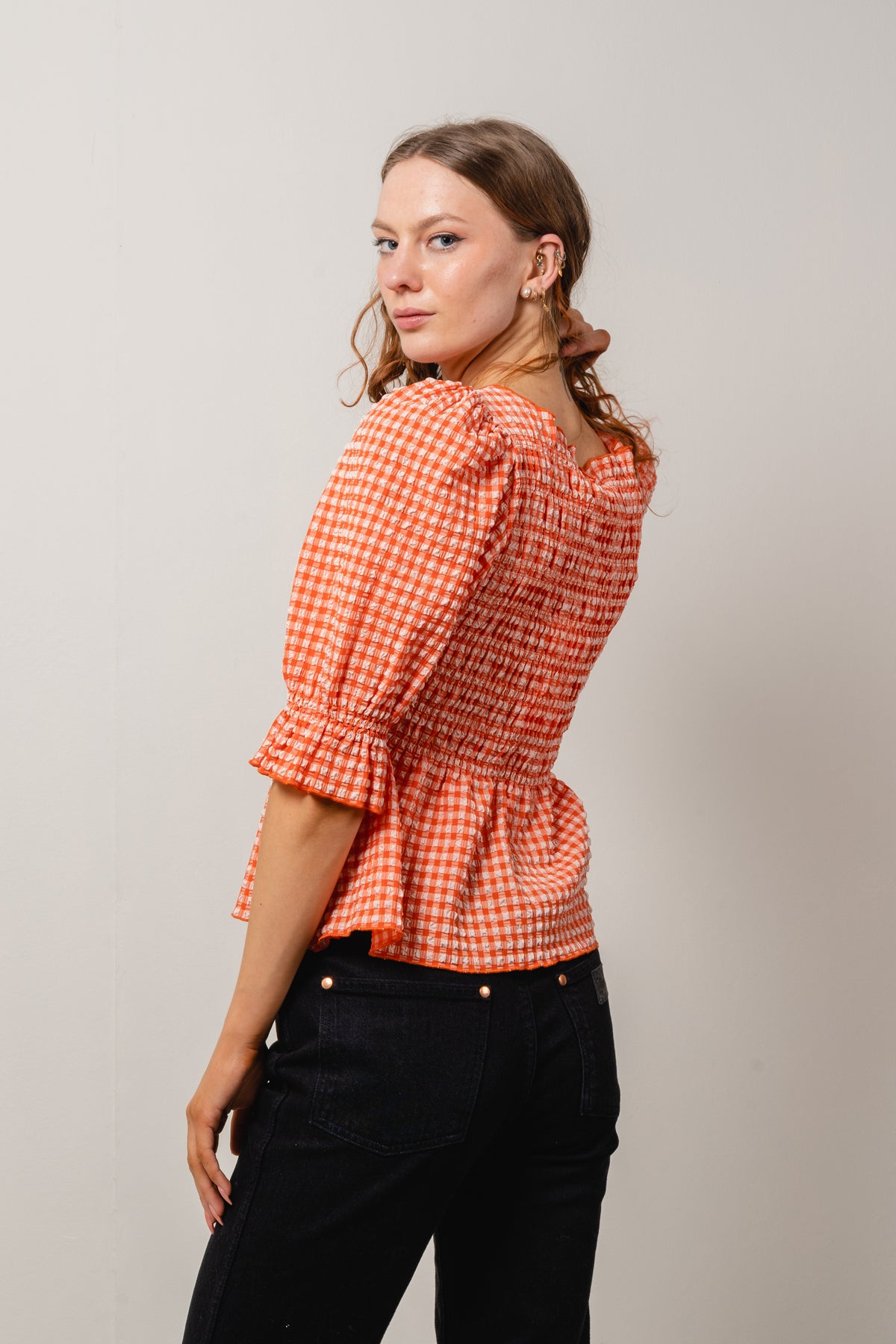 Georgia Top - Papaya Check