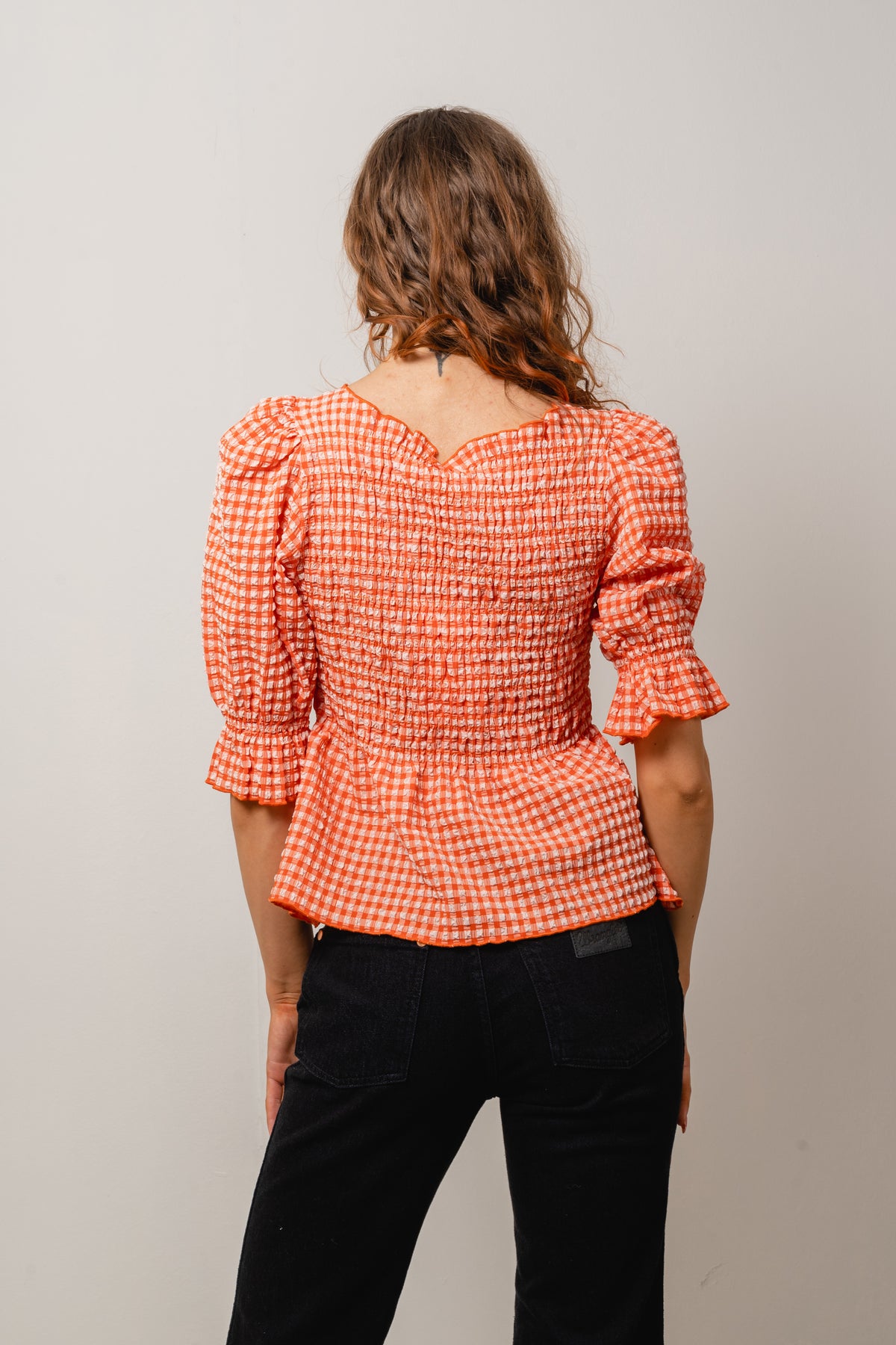 Georgia Top - Papaya Check