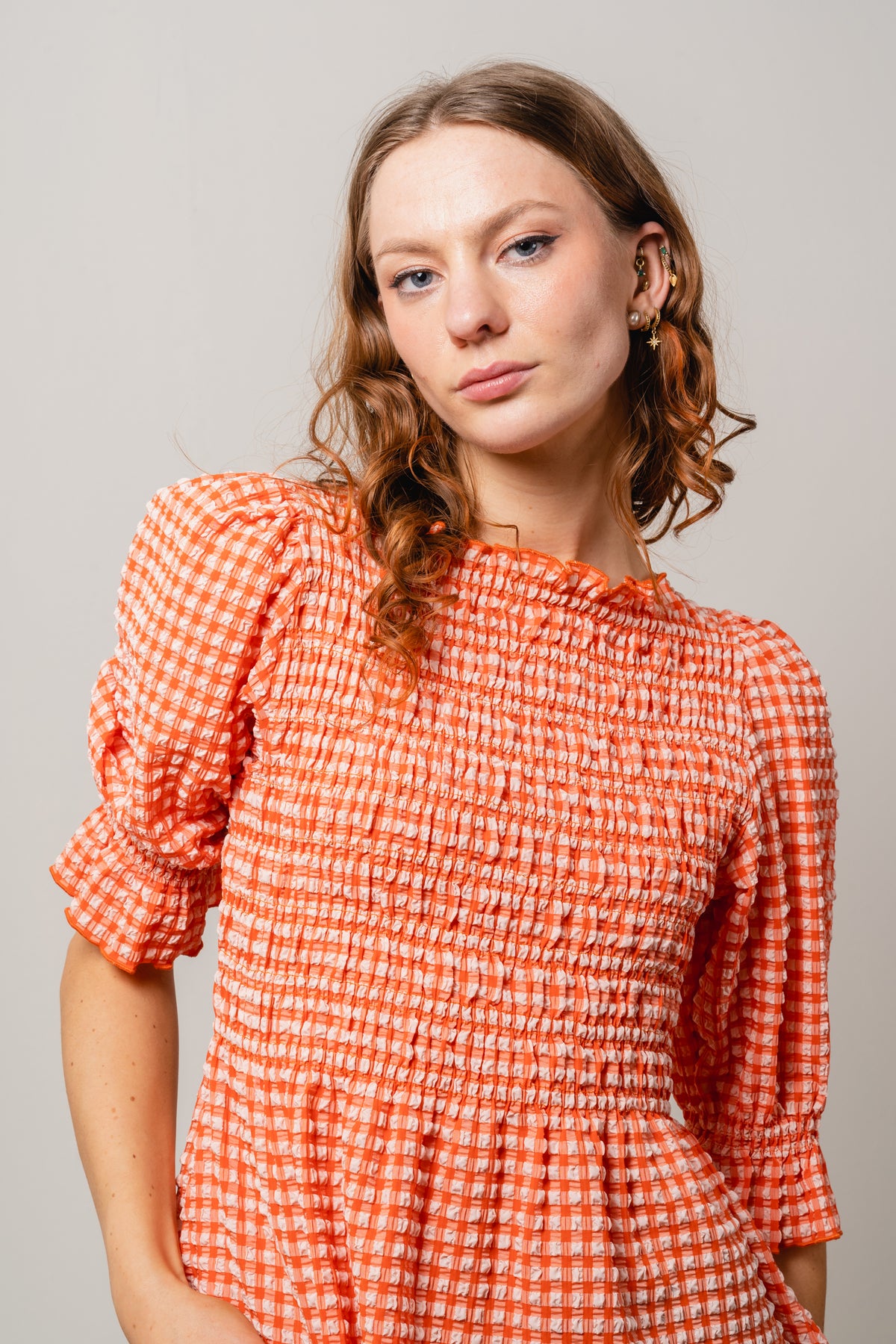 Georgia Top - Papaya Check