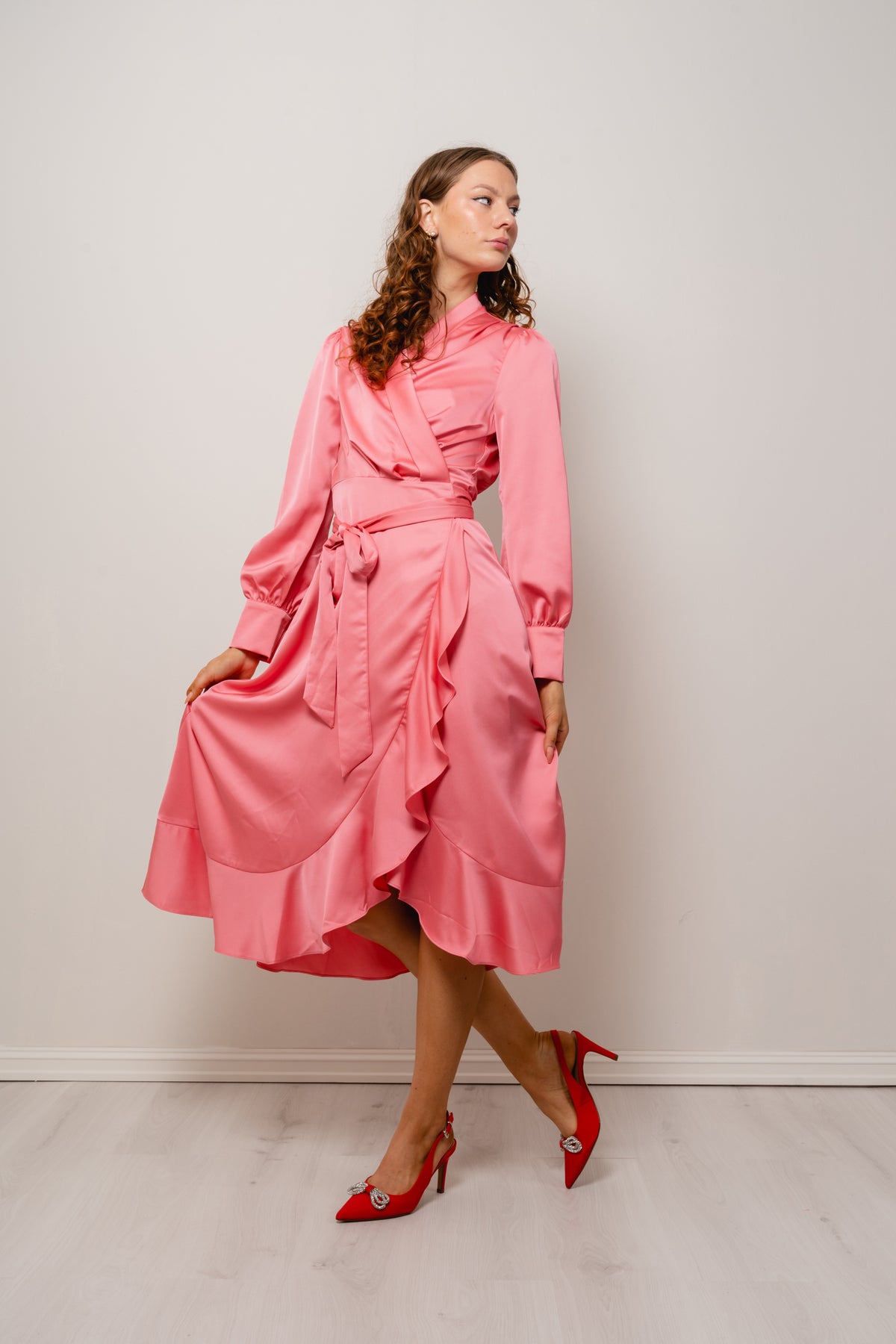 Iza Midi Dress - Coral