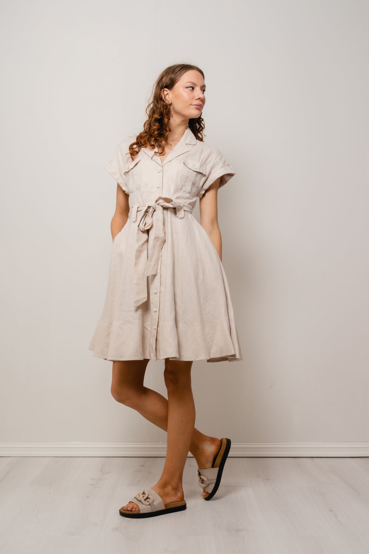 Addison Linen Dress - Beige